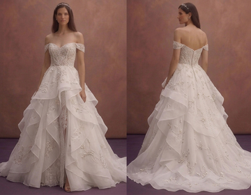 White Organza Wedding Dress with Layered Fairytale Skirt