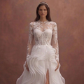 White Organza Wedding Dress with Soft Ruffle Details
