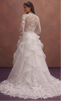 White Organza Wedding Dress with Soft Ruffle Details