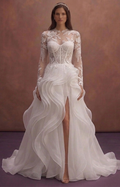 White Organza Wedding Dress with Soft Ruffle Details