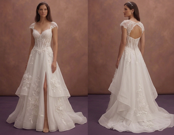 White Organza Wedding Dress with Structured Corset