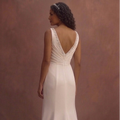 White Satin Column Wedding Dress with High Slit