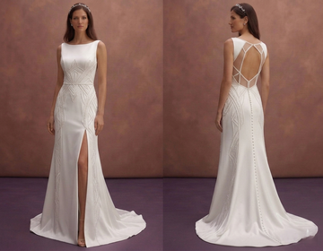 White Satin Wedding Dress with Contemporary Straight Shape