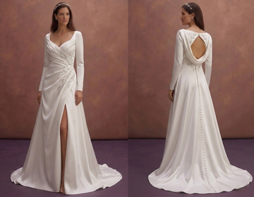 White Satin Wedding Dress with Draped Elegant Bodice