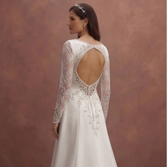 White Satin Wedding Dress with Elegant Straight Cut Design