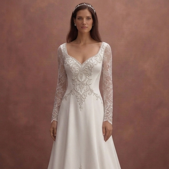 White Satin Wedding Dress with Elegant Straight Cut Design