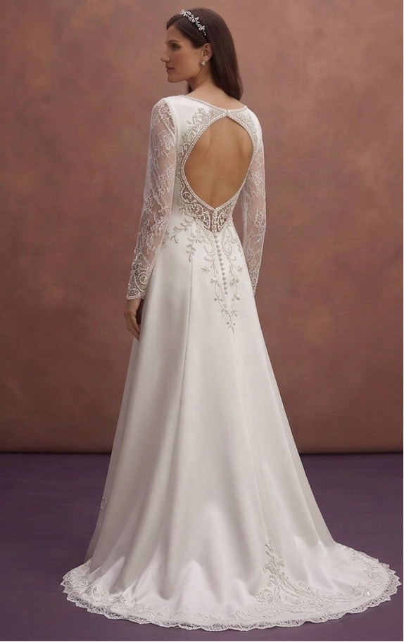 White Satin Wedding Dress with Elegant Straight Cut Design