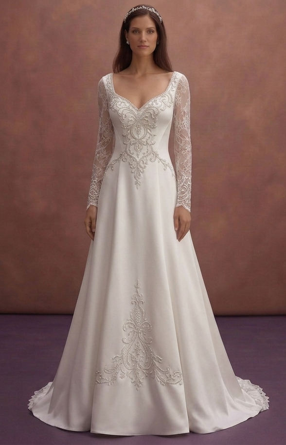 White Satin Wedding Dress with Elegant Straight Cut Design