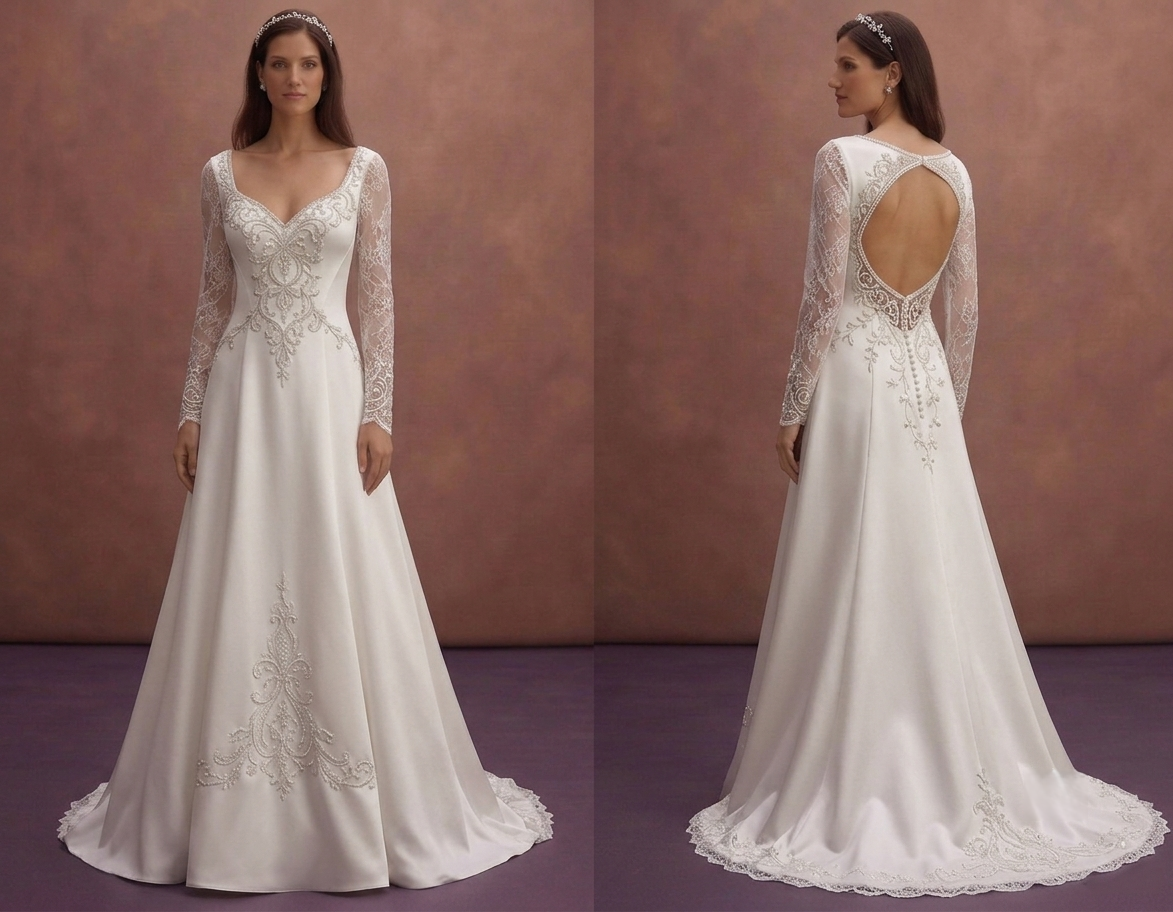 White Satin Wedding Dress with Elegant Straight Cut Design