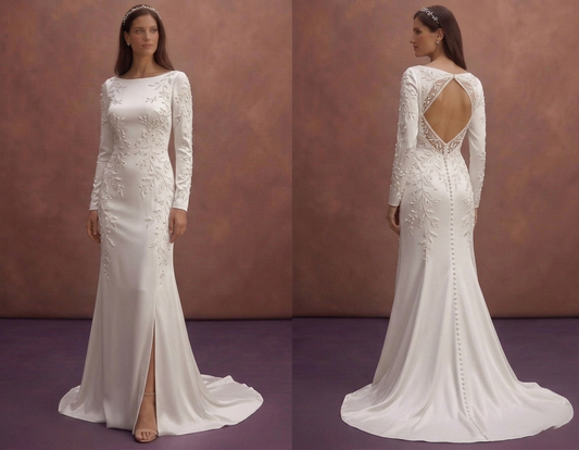 White Satin Wedding Dress with Elegant Straight Silhouette