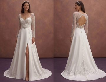 White Satin Wedding Dress with Modern Open Back
