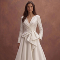 White Satin Wedding Dress with Sculpted Bodice