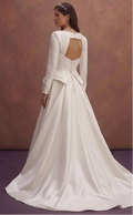 White Satin Wedding Dress with Sculpted Bodice