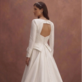 White Satin Wedding Dress with Sculpted Bodice