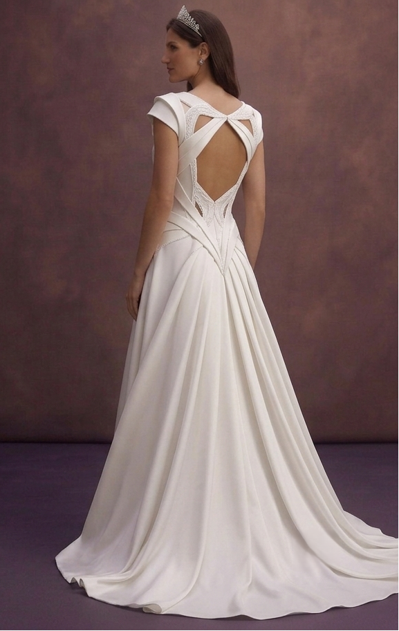 White Satin Wedding Dress with Sculpted Elegant Bodice