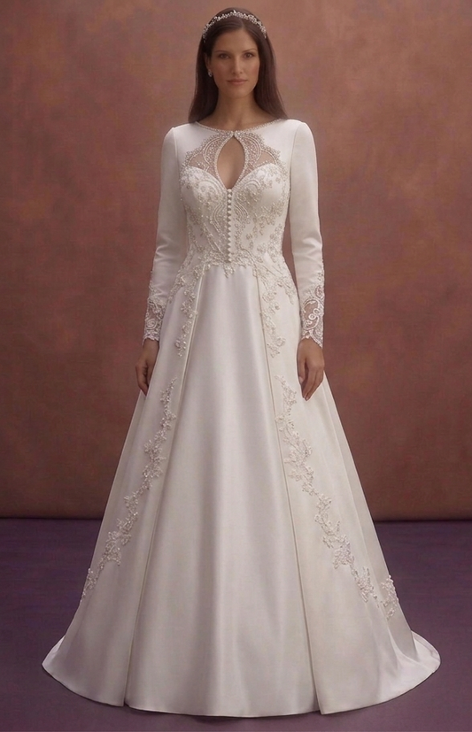 White Satin Wedding Dress with Sweetheart Neckline