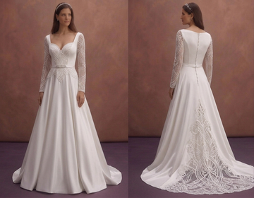 White Satin Wedding Dress with Sweetheart Neckline Cut