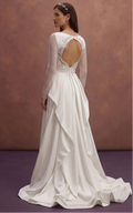White Satin Wedding Dress with Sweetheart Neckline Style