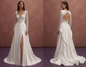 White Satin Wedding Dress with Sweetheart Neckline Style