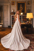 Elegant A-Line Marriage Dress with Straps, Square Neckline, and a Natural Waistline for a Stunning Bridal Look