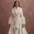 Winter Satin Wedding Dresses with Faux Fur Details