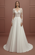 Winter Sleeve Wedding Dress Thick Fabric Long Velvet Accents