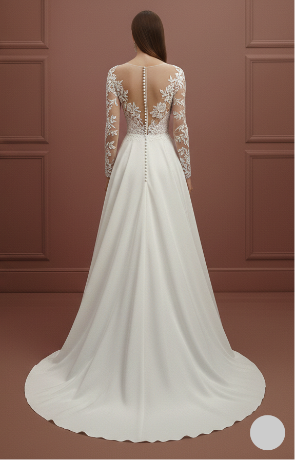 Winter Sleeve Wedding Dress Thick Fabric Long Velvet Accents