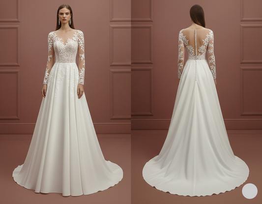 Winter Sleeve Wedding Dress Thick Fabric Long Velvet Accents