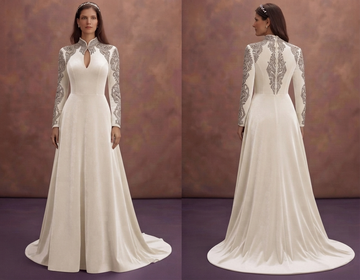 Winter Wedding Dresses with Long Velvet Sleeves