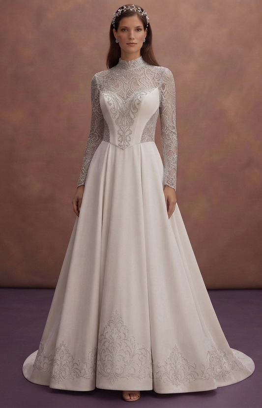 Winter Wedding Dresses with Velvet and Lace Details