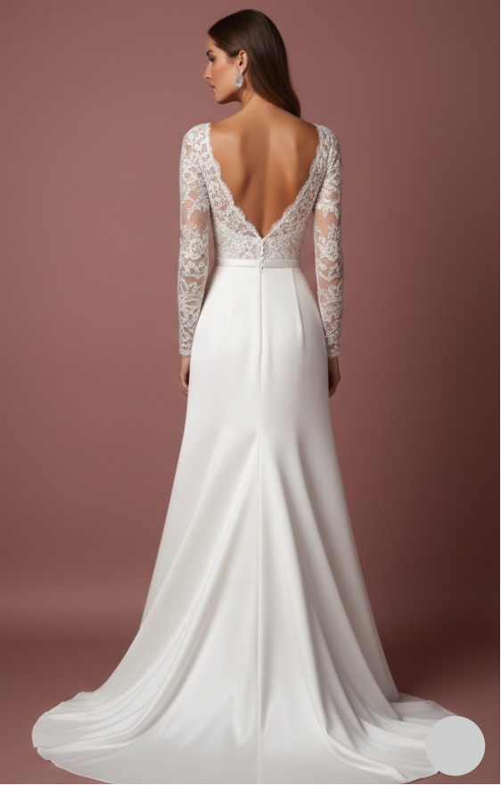 Wrap Wedding Dress Satin V-Neck Long Slit Leg Modern Style