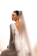 Elegant Mermaid Wedding Dress with Illusion Neckline and Floral Embellishments Veil not included