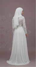 Custom Made Muslim Wedding Dress for Women with Floral Appliques and Long Sleeves
