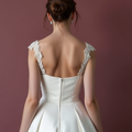 Classic Short Wedding Dress and Mini Dress with a V-Neckline for a Timeless Style