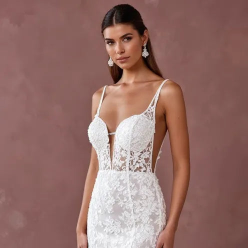 Mermaid Fit-and-Flare Wedding Dress for Beach, Garden, and Outdoor Weddings