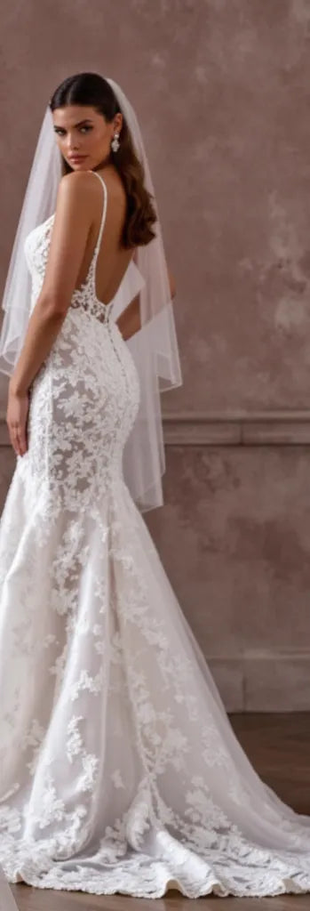 Sexy Mermaid Wedding Dress with a Deep V-Neck for a Bold Bridal Style