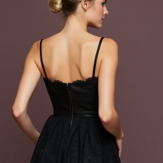 Sophisticated Black Evening Dress and Prom Gown with a Sparkling Waistline for Extra Shine