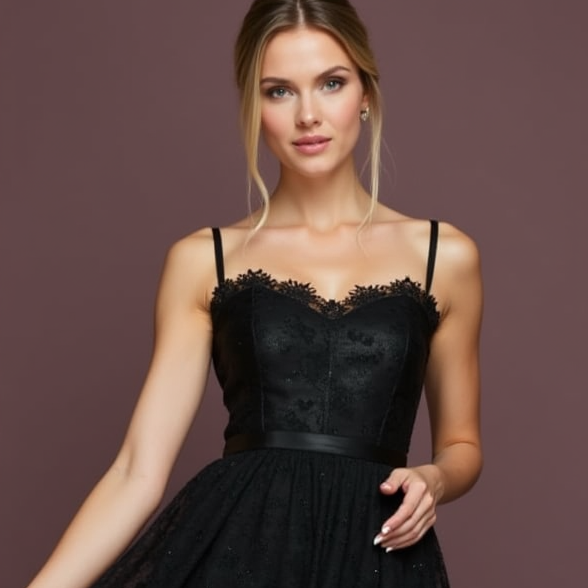 Sophisticated Black Evening Dress and Prom Gown with a Sparkling Waistline for Extra Shine