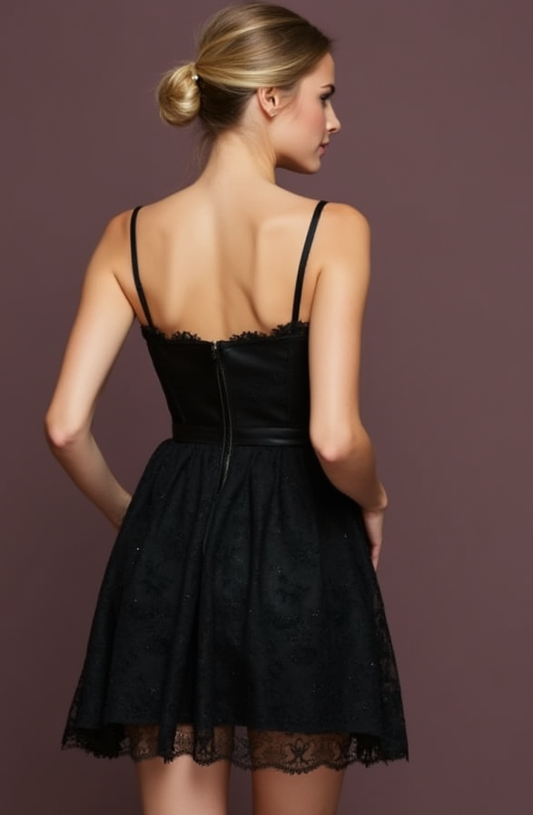 Sophisticated Black Evening Dress and Prom Gown with a Sparkling Waistline for Extra Shine