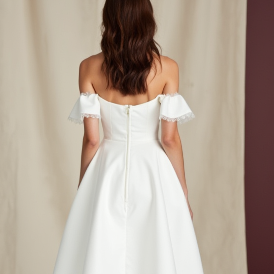 Stylish Short Wedding Dress and Mini Dress with a Corset Bodice for a Feminine Touch
