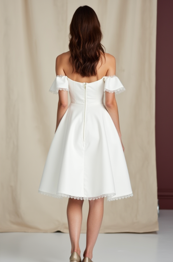 Stylish Short Wedding Dress and Mini Dress with a Corset Bodice for a Feminine Touch