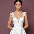 Sophisticated Short Wedding Dress and Mini Dress with a Structured Skirt
