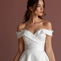 Playful Short Wedding Dress and Mini Dress with a Bow Waist for a Cute Look
