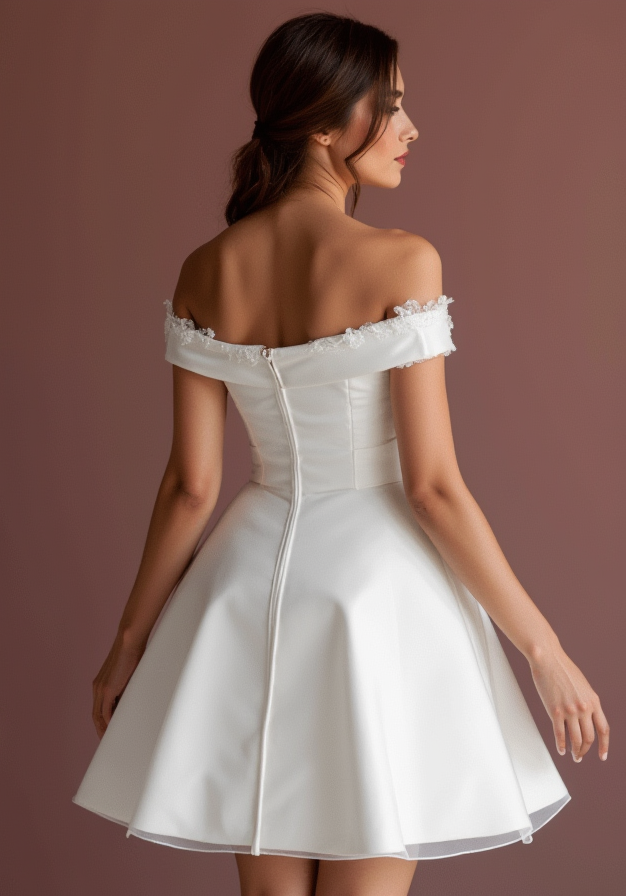 Playful Short Wedding Dress and Mini Dress with a Bow Waist for a Cute Look