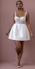 Mini Wedding Gown with a Stylish Cut for Chic and Confident Brides