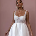 Mini Wedding Gown with a Stylish Cut for Chic and Confident Brides
