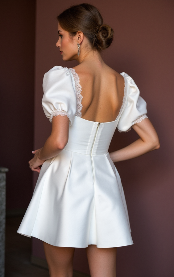Short Wedding Dress and Mini Dress with a Flowing Chiffon Skirt for an Airy Feel