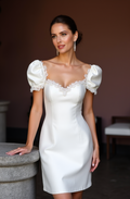 Edgy Short Wedding Dress and Mini Dress with a High Slit for a Daring Look