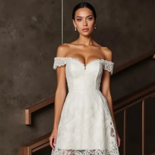 Mini Wedding Gown for Summer Beach Weddings and Outdoor Vows