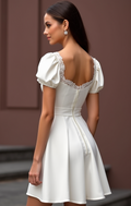 Modern Short Wedding Dress and Mini Dress with Asymmetrical Hemline